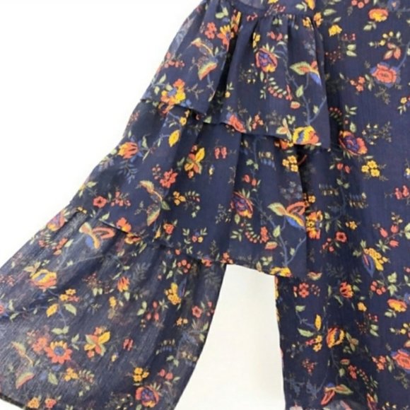 MADEWELL Ruffle Sleeve Moonless Blouse in Navy EUC sz M - Picture 5 of 9